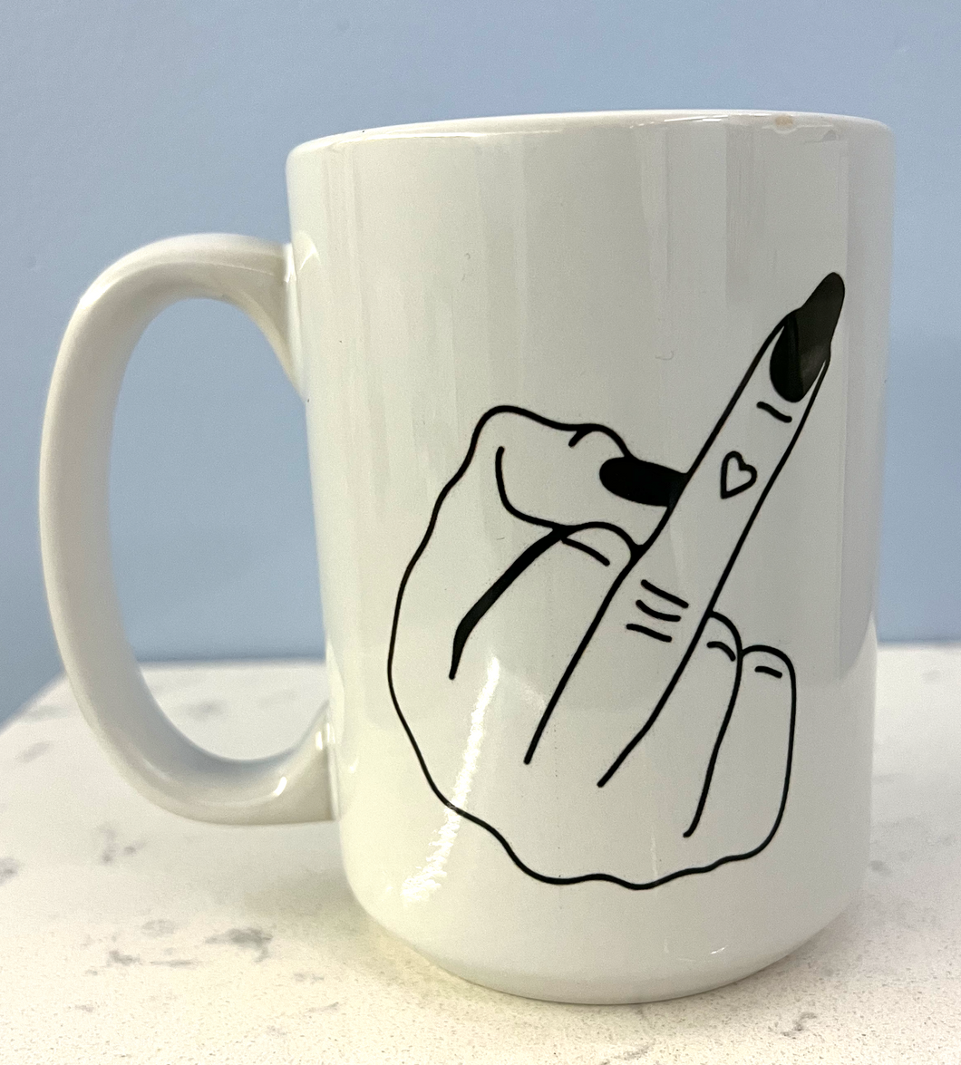 Mid Finger with Heart Mug